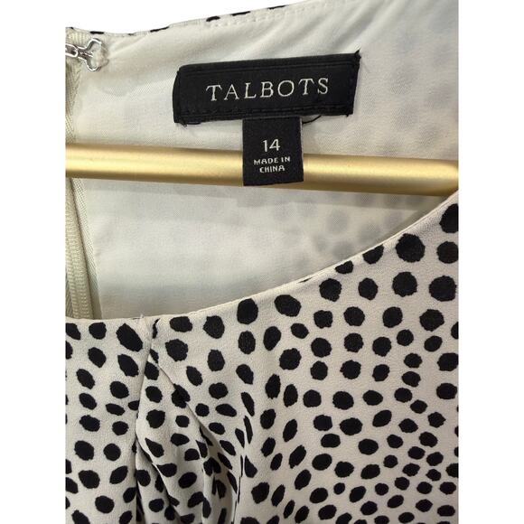 Talbots Black White Midi Dress V Neck Sheath Lined Career Cocktail Size 14 EUC - Picture 4 of 6